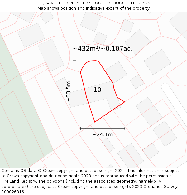 10, SAVILLE DRIVE, SILEBY, LOUGHBOROUGH, LE12 7US: Plot and title map