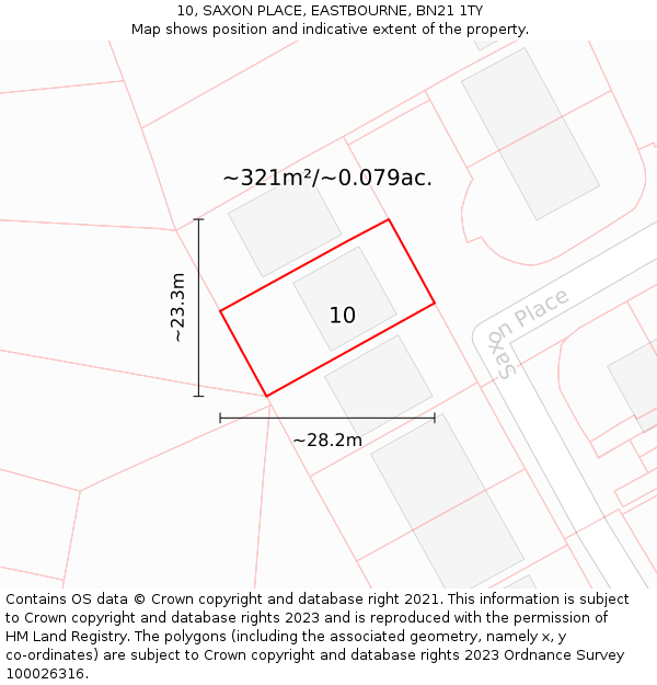 10, SAXON PLACE, EASTBOURNE, BN21 1TY: Plot and title map