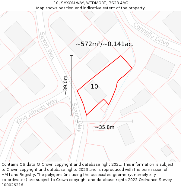 10, SAXON WAY, WEDMORE, BS28 4AG: Plot and title map