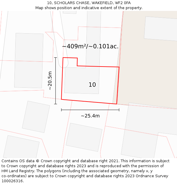 10, SCHOLARS CHASE, WAKEFIELD, WF2 0FA: Plot and title map