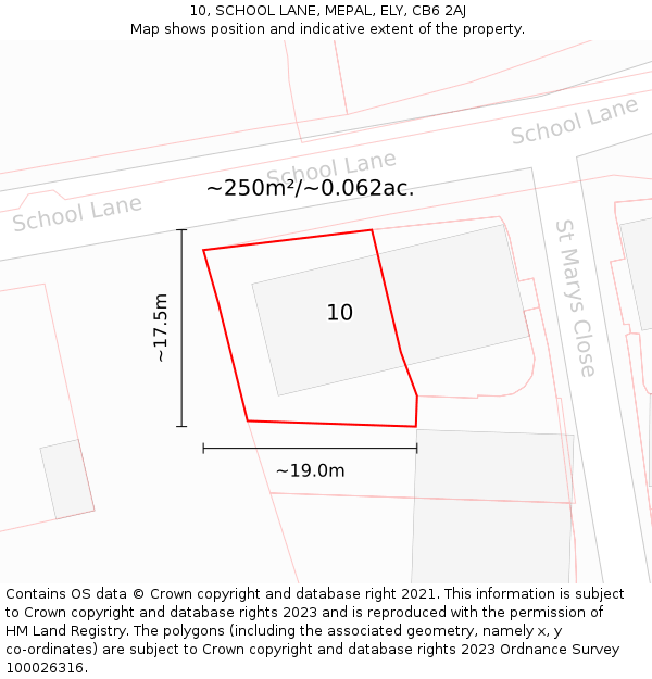 10, SCHOOL LANE, MEPAL, ELY, CB6 2AJ: Plot and title map