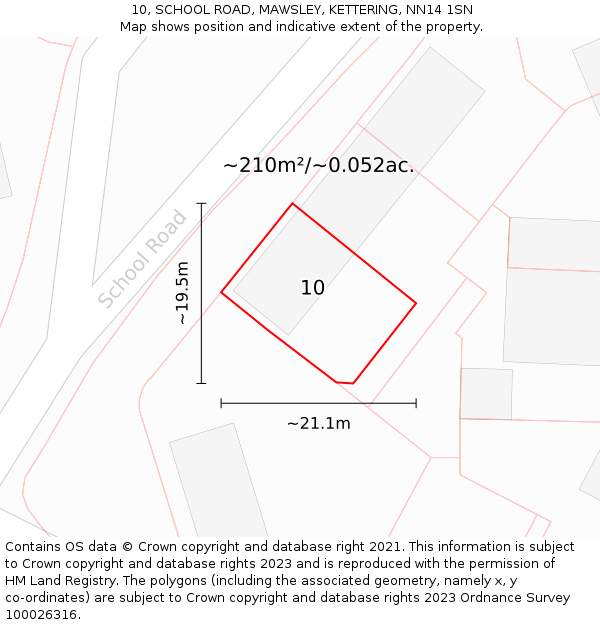 10, SCHOOL ROAD, MAWSLEY, KETTERING, NN14 1SN: Plot and title map