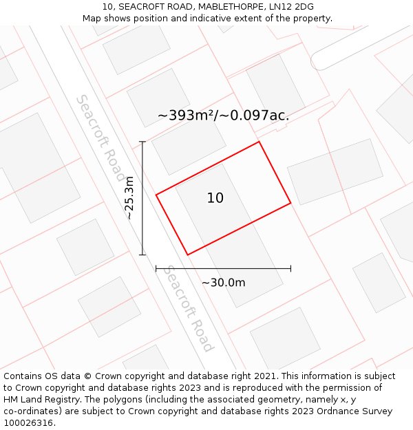 10, SEACROFT ROAD, MABLETHORPE, LN12 2DG: Plot and title map