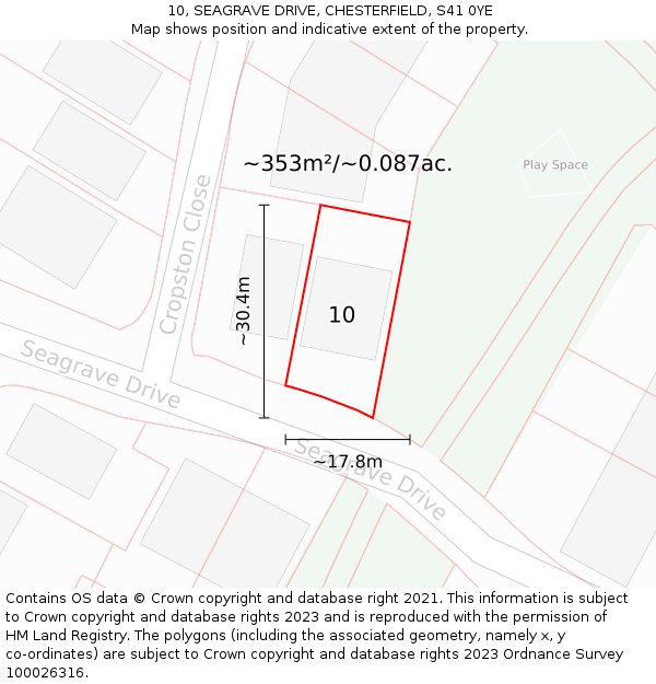 10, SEAGRAVE DRIVE, CHESTERFIELD, S41 0YE: Plot and title map