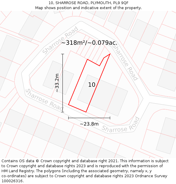 10, SHARROSE ROAD, PLYMOUTH, PL9 9QF: Plot and title map