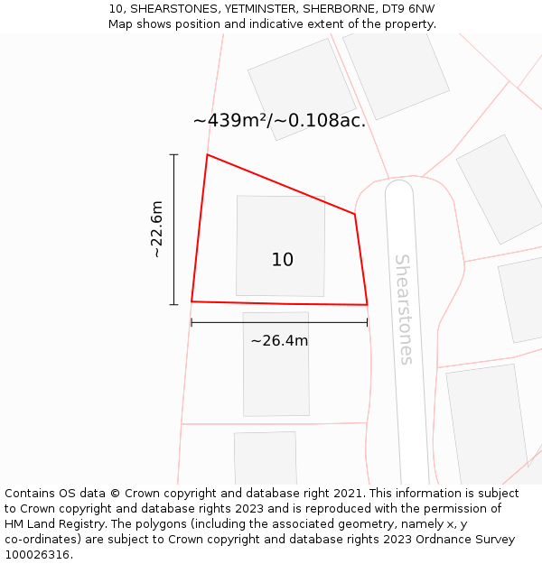 10, SHEARSTONES, YETMINSTER, SHERBORNE, DT9 6NW: Plot and title map