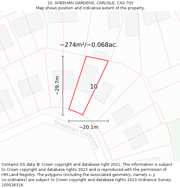 10, SHEEHAN GARDENS, CARLISLE, CA2 7GY: Plot and title map