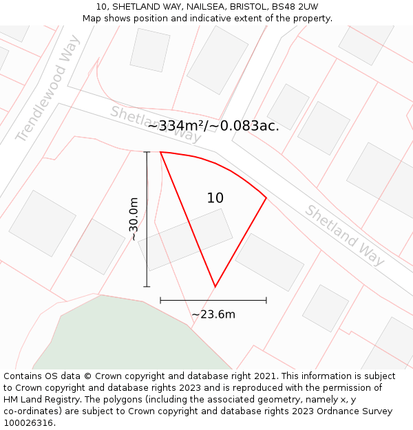 10, SHETLAND WAY, NAILSEA, BRISTOL, BS48 2UW: Plot and title map