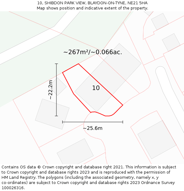 10, SHIBDON PARK VIEW, BLAYDON-ON-TYNE, NE21 5HA: Plot and title map