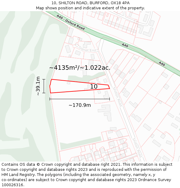 10, SHILTON ROAD, BURFORD, OX18 4PA: Plot and title map