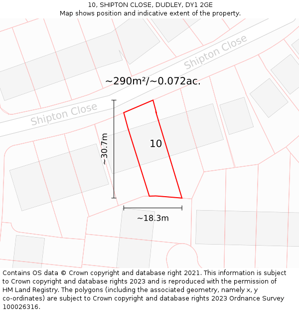 10, SHIPTON CLOSE, DUDLEY, DY1 2GE: Plot and title map