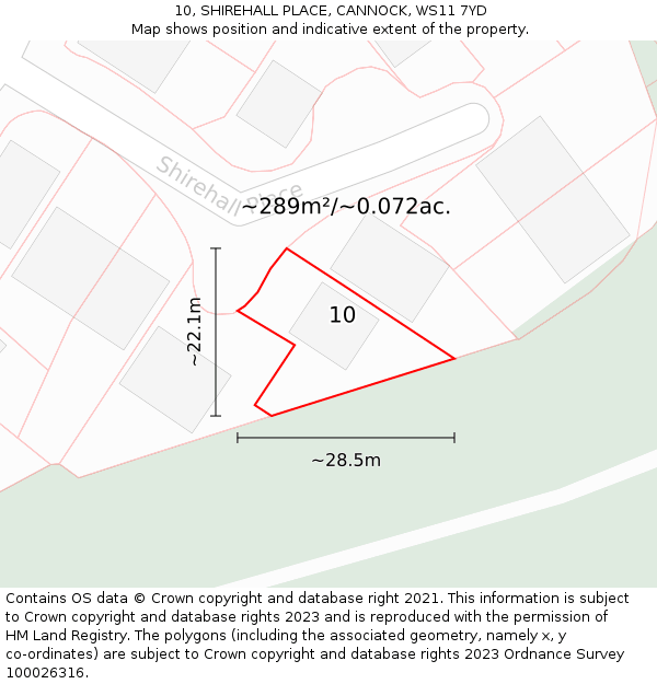 10, SHIREHALL PLACE, CANNOCK, WS11 7YD: Plot and title map