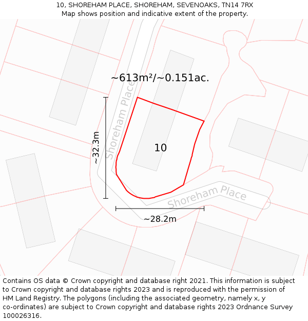 10, SHOREHAM PLACE, SHOREHAM, SEVENOAKS, TN14 7RX: Plot and title map