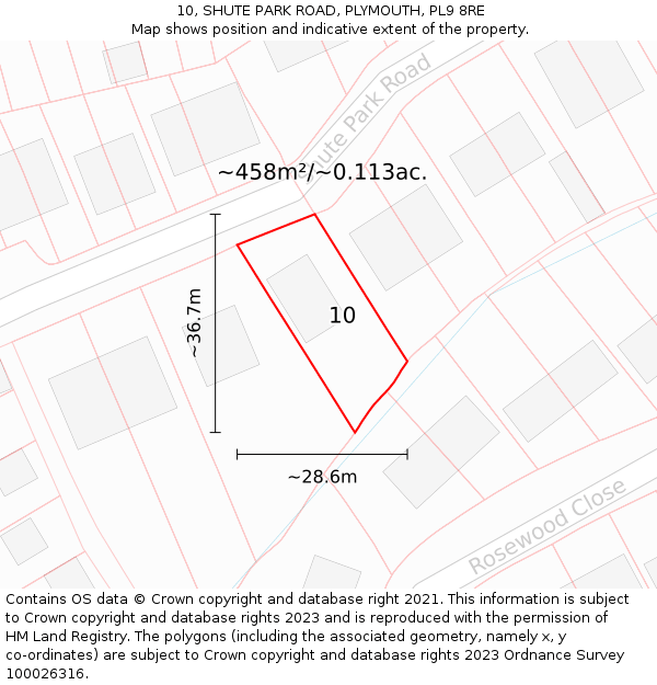 10, SHUTE PARK ROAD, PLYMOUTH, PL9 8RE: Plot and title map