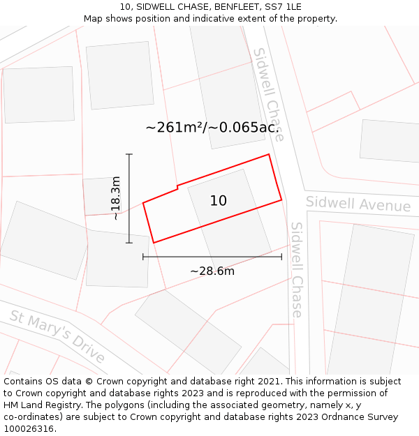 10, SIDWELL CHASE, BENFLEET, SS7 1LE: Plot and title map