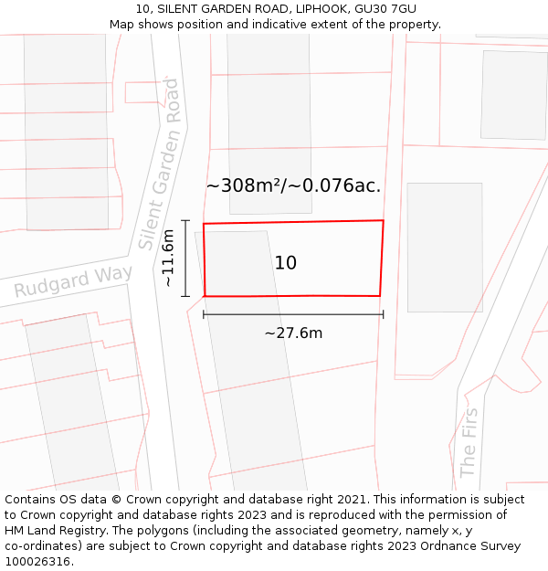 10, SILENT GARDEN ROAD, LIPHOOK, GU30 7GU: Plot and title map