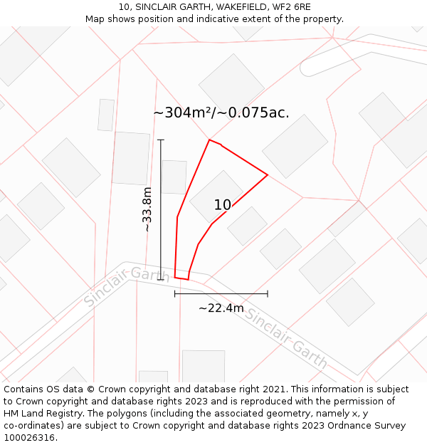 10, SINCLAIR GARTH, WAKEFIELD, WF2 6RE: Plot and title map