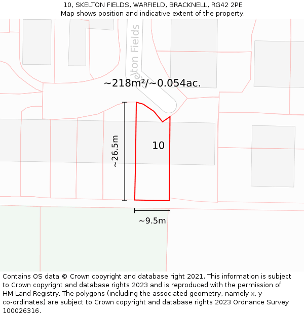 10, SKELTON FIELDS, WARFIELD, BRACKNELL, RG42 2PE: Plot and title map