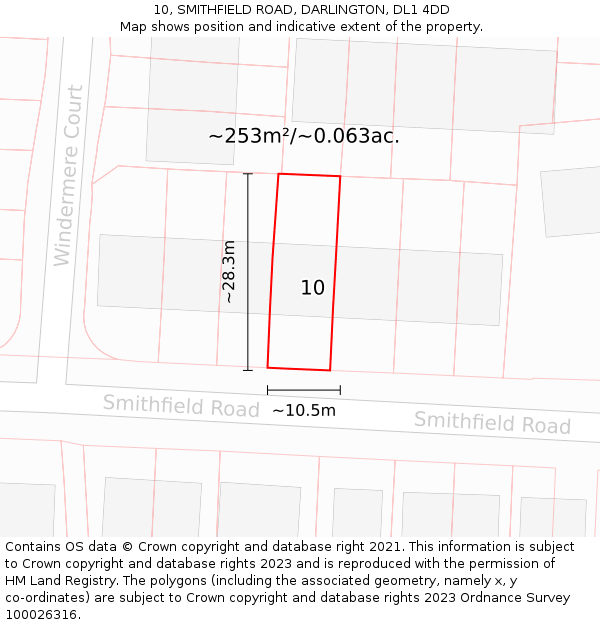 10, SMITHFIELD ROAD, DARLINGTON, DL1 4DD: Plot and title map
