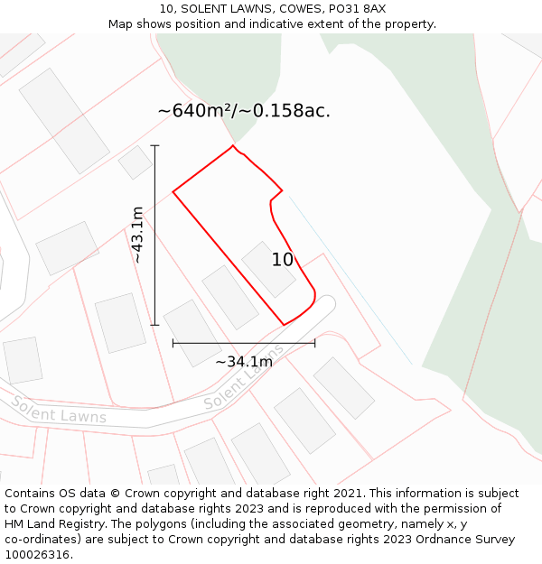 10, SOLENT LAWNS, COWES, PO31 8AX: Plot and title map