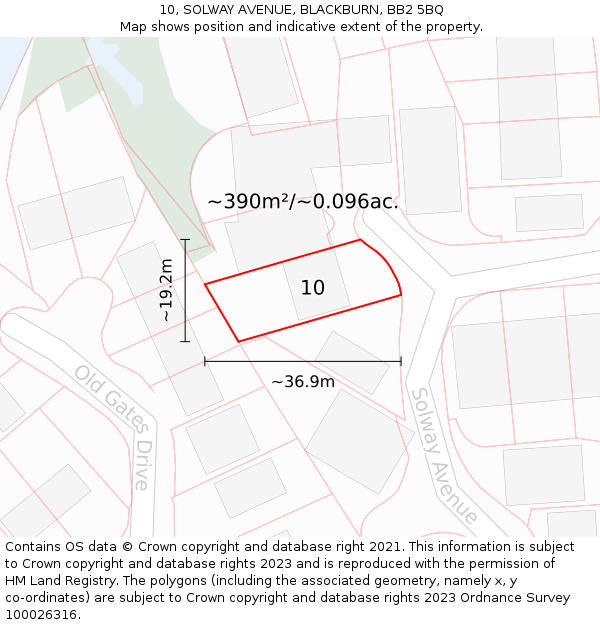 10, SOLWAY AVENUE, BLACKBURN, BB2 5BQ: Plot and title map