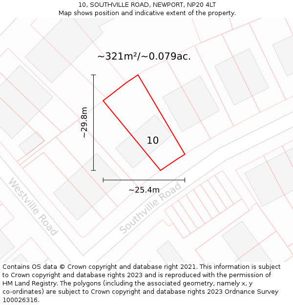10, SOUTHVILLE ROAD, NEWPORT, NP20 4LT: Plot and title map