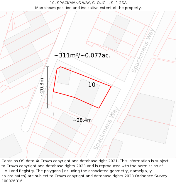 10, SPACKMANS WAY, SLOUGH, SL1 2SA: Plot and title map