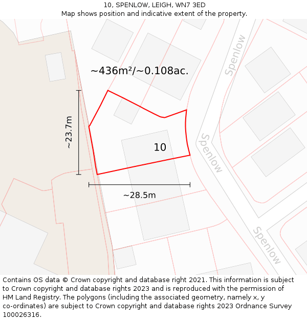 10, SPENLOW, LEIGH, WN7 3ED: Plot and title map