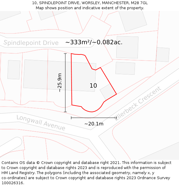10, SPINDLEPOINT DRIVE, WORSLEY, MANCHESTER, M28 7GL: Plot and title map