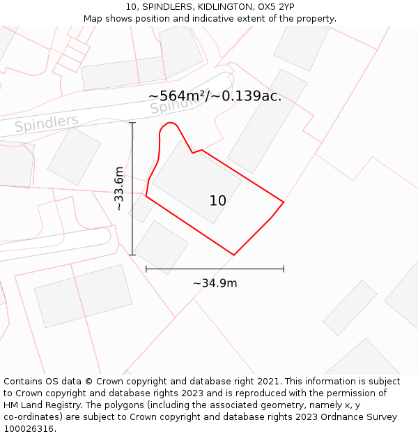 10, SPINDLERS, KIDLINGTON, OX5 2YP: Plot and title map