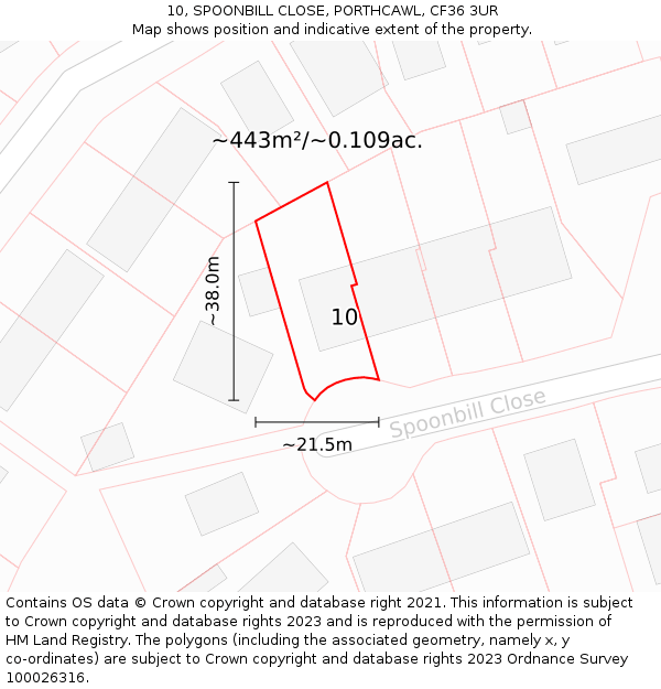 10, SPOONBILL CLOSE, PORTHCAWL, CF36 3UR: Plot and title map
