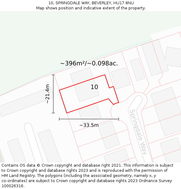 10, SPRINGDALE WAY, BEVERLEY, HU17 8NU: Plot and title map