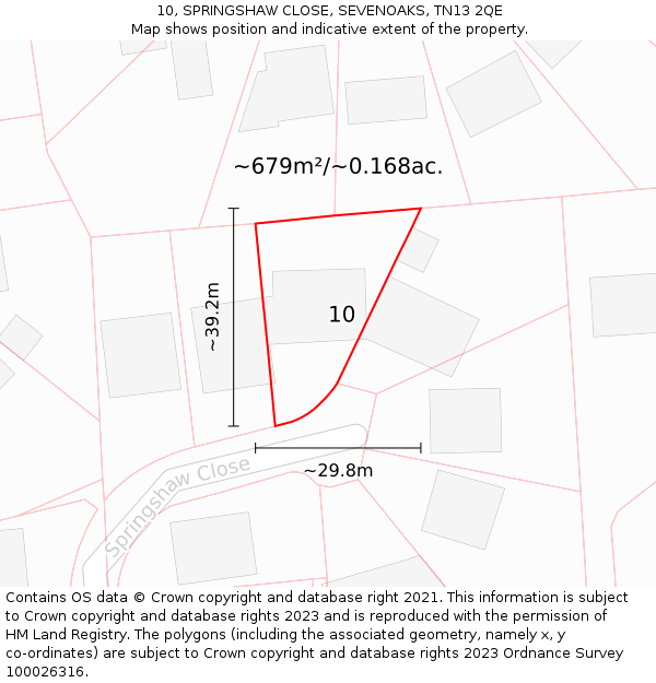 10, SPRINGSHAW CLOSE, SEVENOAKS, TN13 2QE: Plot and title map