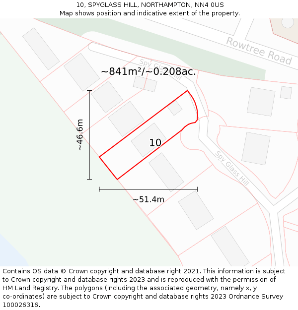 10, SPYGLASS HILL, NORTHAMPTON, NN4 0US: Plot and title map