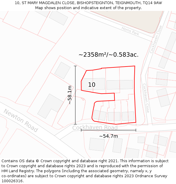 10, ST MARY MAGDALEN CLOSE, BISHOPSTEIGNTON, TEIGNMOUTH, TQ14 9AW: Plot and title map