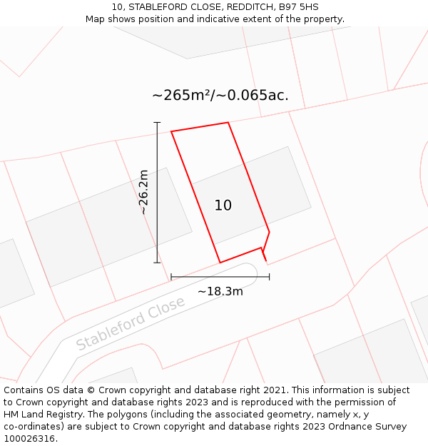 10, STABLEFORD CLOSE, REDDITCH, B97 5HS: Plot and title map