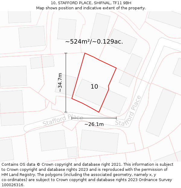 10, STAFFORD PLACE, SHIFNAL, TF11 9BH: Plot and title map