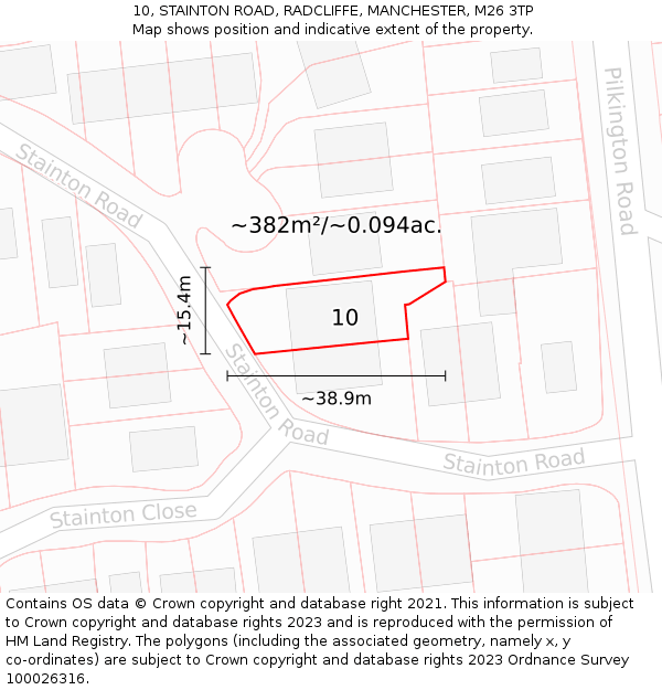 10, STAINTON ROAD, RADCLIFFE, MANCHESTER, M26 3TP: Plot and title map