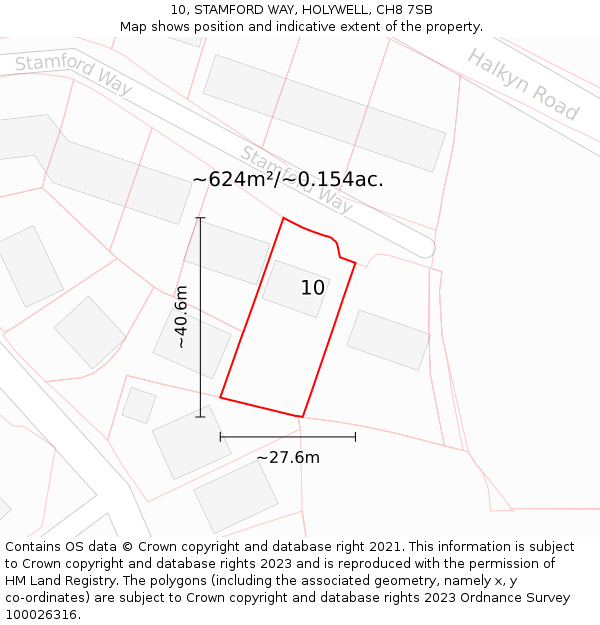 10, STAMFORD WAY, HOLYWELL, CH8 7SB: Plot and title map