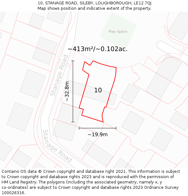 10, STANAGE ROAD, SILEBY, LOUGHBOROUGH, LE12 7QJ: Plot and title map