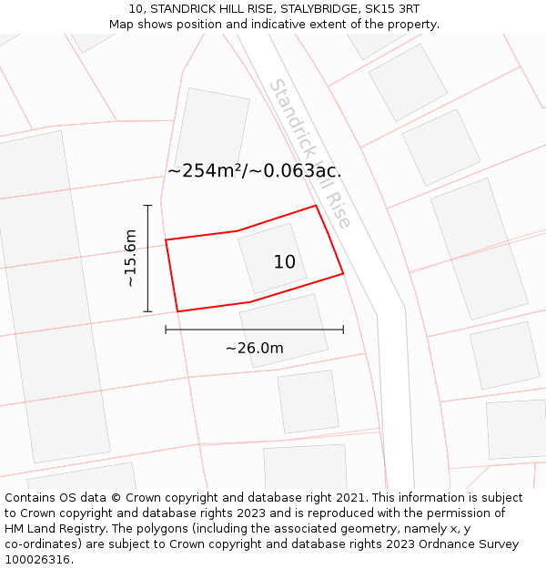 10, STANDRICK HILL RISE, STALYBRIDGE, SK15 3RT: Plot and title map