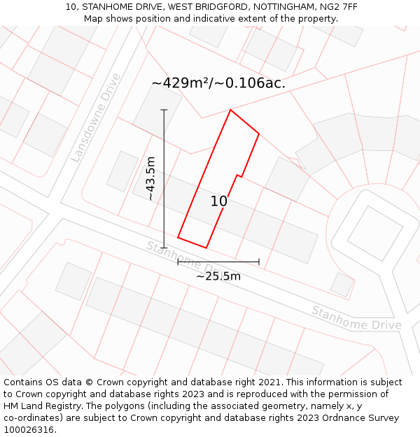 10, STANHOME DRIVE, WEST BRIDGFORD, NOTTINGHAM, NG2 7FF: Plot and title map