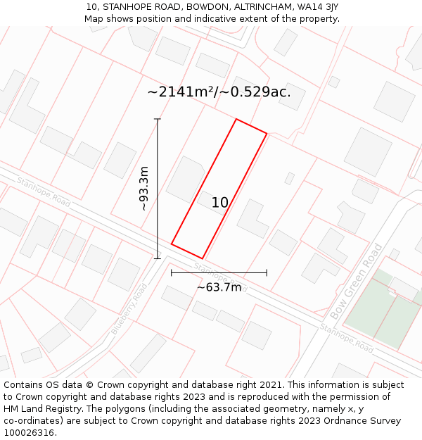 10, STANHOPE ROAD, BOWDON, ALTRINCHAM, WA14 3JY: Plot and title map