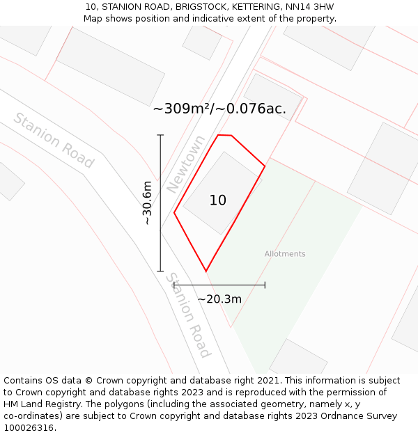 10, STANION ROAD, BRIGSTOCK, KETTERING, NN14 3HW: Plot and title map