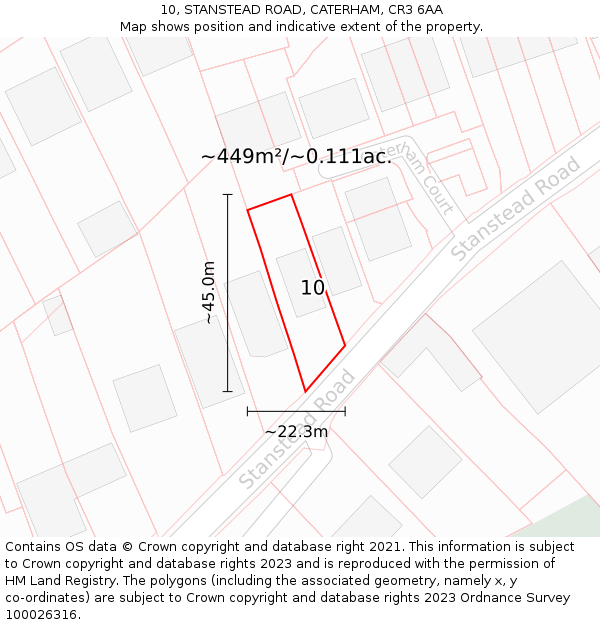 10, STANSTEAD ROAD, CATERHAM, CR3 6AA: Plot and title map
