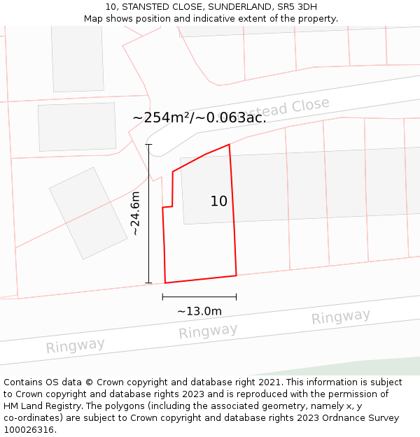 10, STANSTED CLOSE, SUNDERLAND, SR5 3DH: Plot and title map