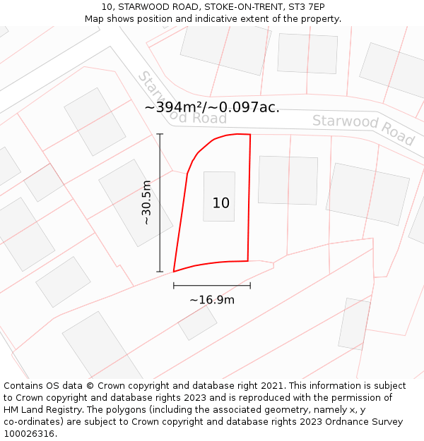 10, STARWOOD ROAD, STOKE-ON-TRENT, ST3 7EP: Plot and title map