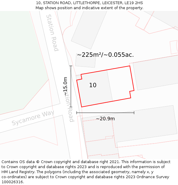 10, STATION ROAD, LITTLETHORPE, LEICESTER, LE19 2HS: Plot and title map