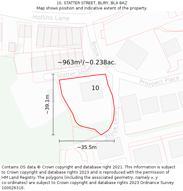 10, STATTER STREET, BURY, BL9 8AZ: Plot and title map