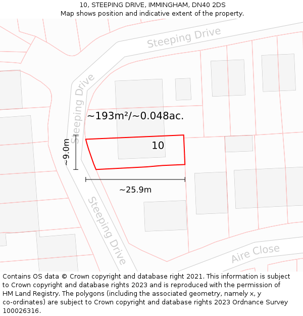 10, STEEPING DRIVE, IMMINGHAM, DN40 2DS: Plot and title map